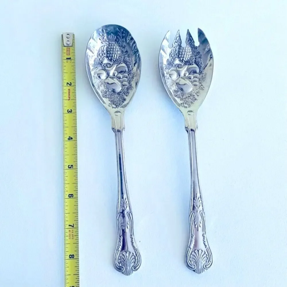 Vtg Silver Plated Fruit Salad Serving Fork Spoon FB Rogers Italy